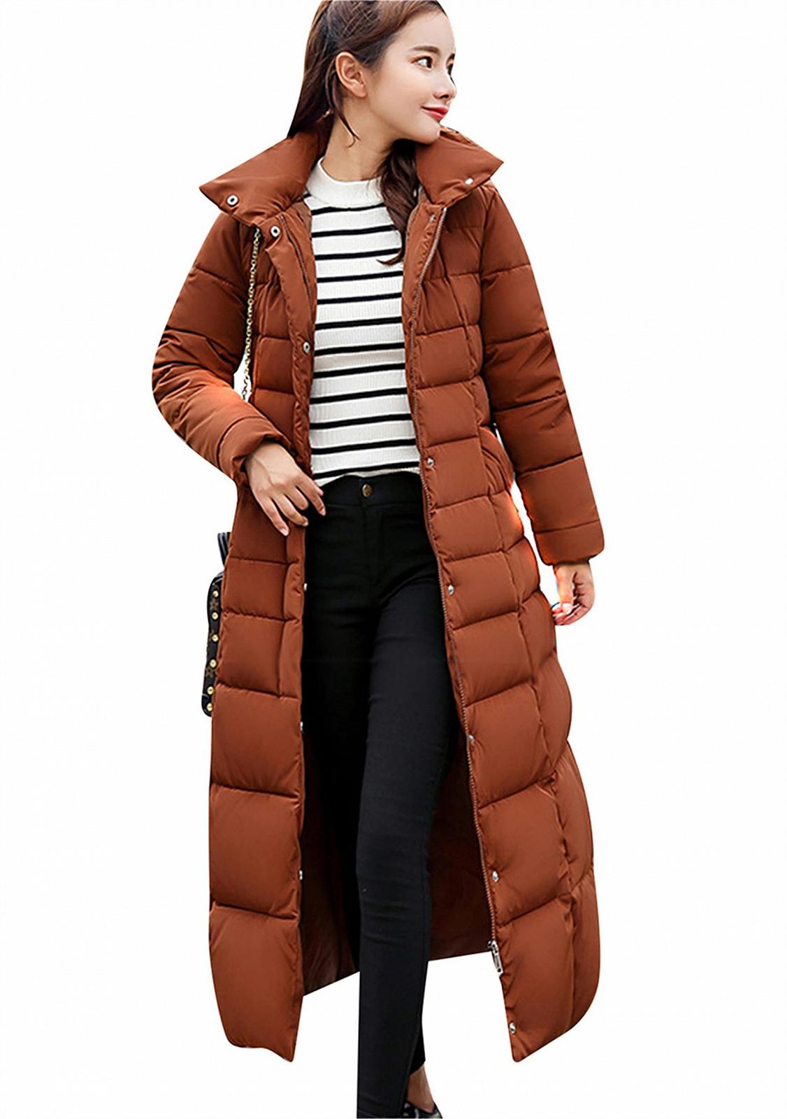 Пуховик Yming Максі з капюшоном зі штучного хутра, довга, фото №4