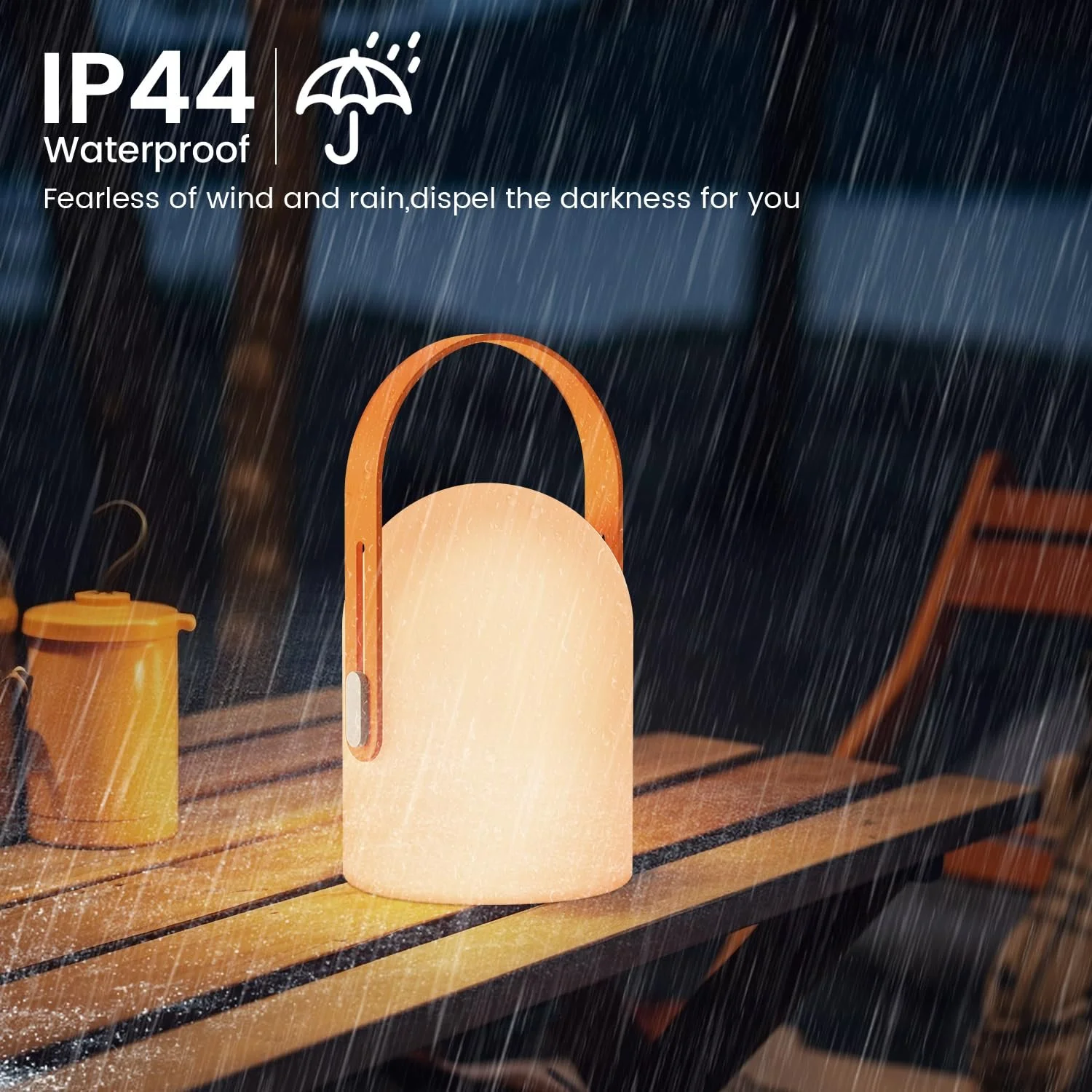 Світлодіодна настільна лампа gabless Бездротова з пультом ДК 16 кольорів IP44 1800 мАг Помаранчева, фото №5