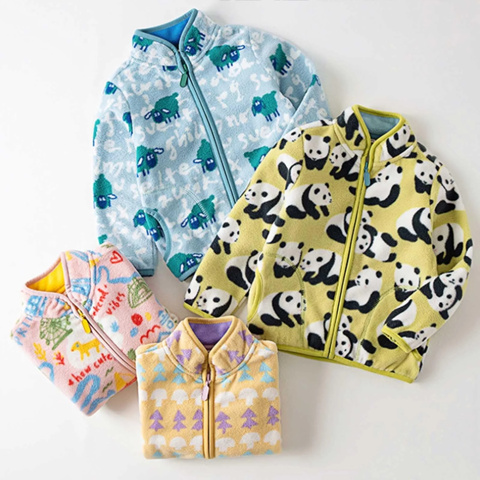 Флісова куртка Generisch дитяча зимова, на блискавці, з мультяшним візерунком, тепла, плюшева, фото №4