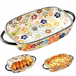 Форма для запекания керамическая прямоугольная 600 мл 23.8 x 13.2 x 5.2 см с ручками - Фото 1