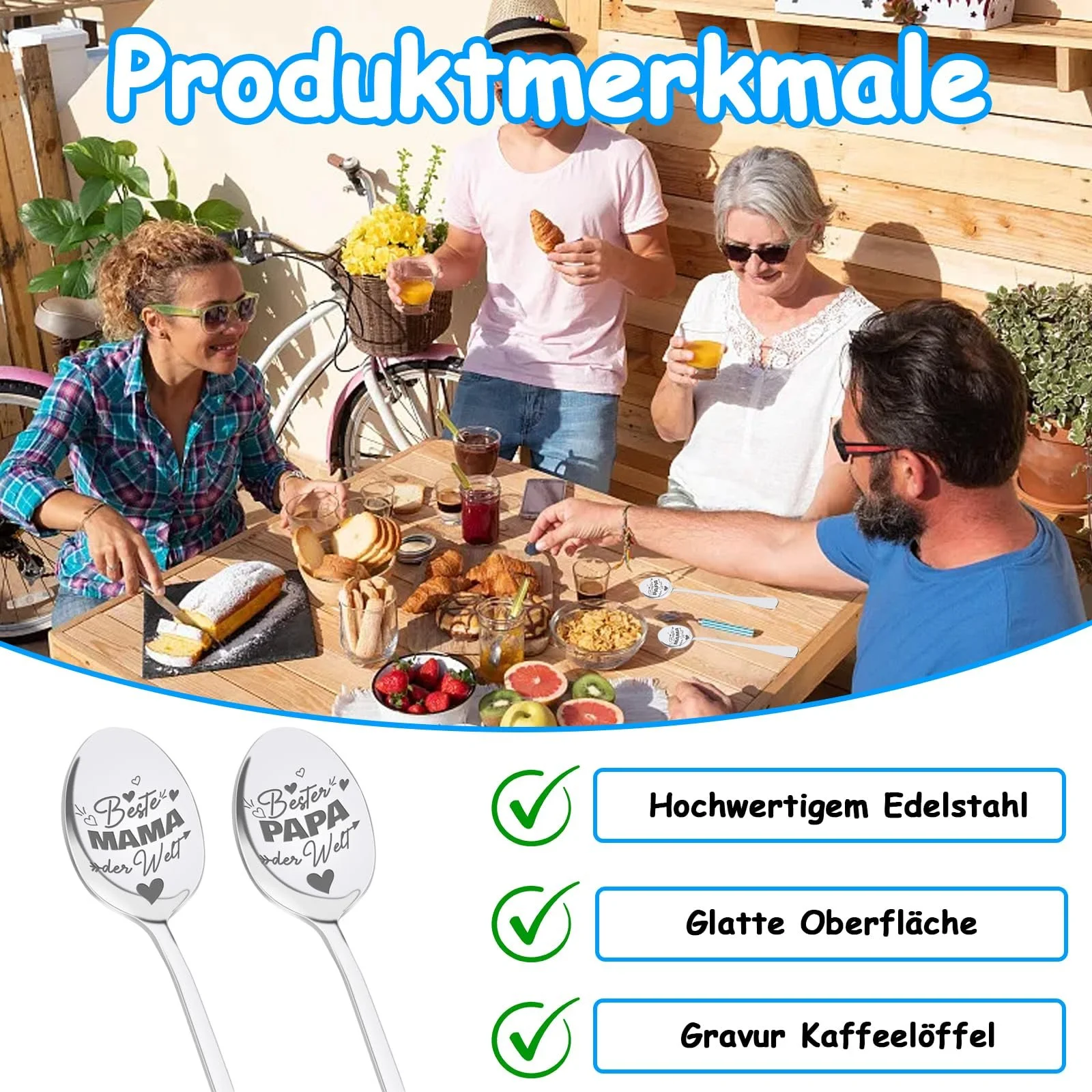 Набір з 2 кавових ложок з гравіюванням, фото №4