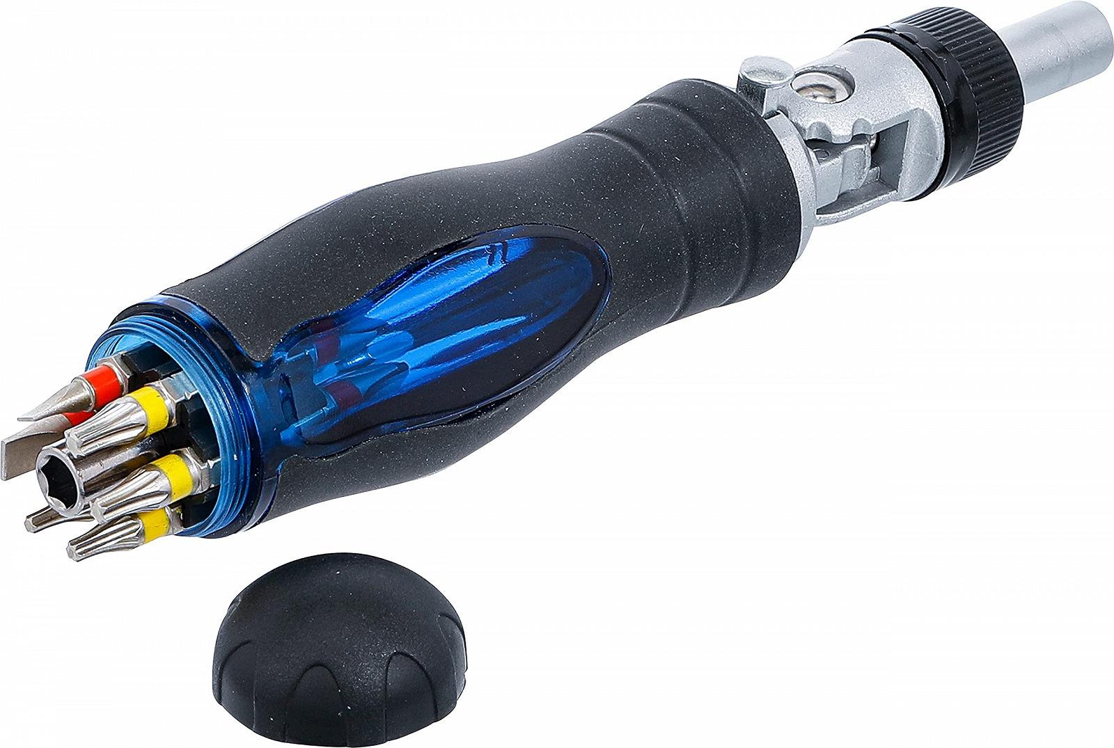 Набор отверточных бит BGS 70053 с гибкой трещоточной ручкой переключаемый 14 штук, фото №5