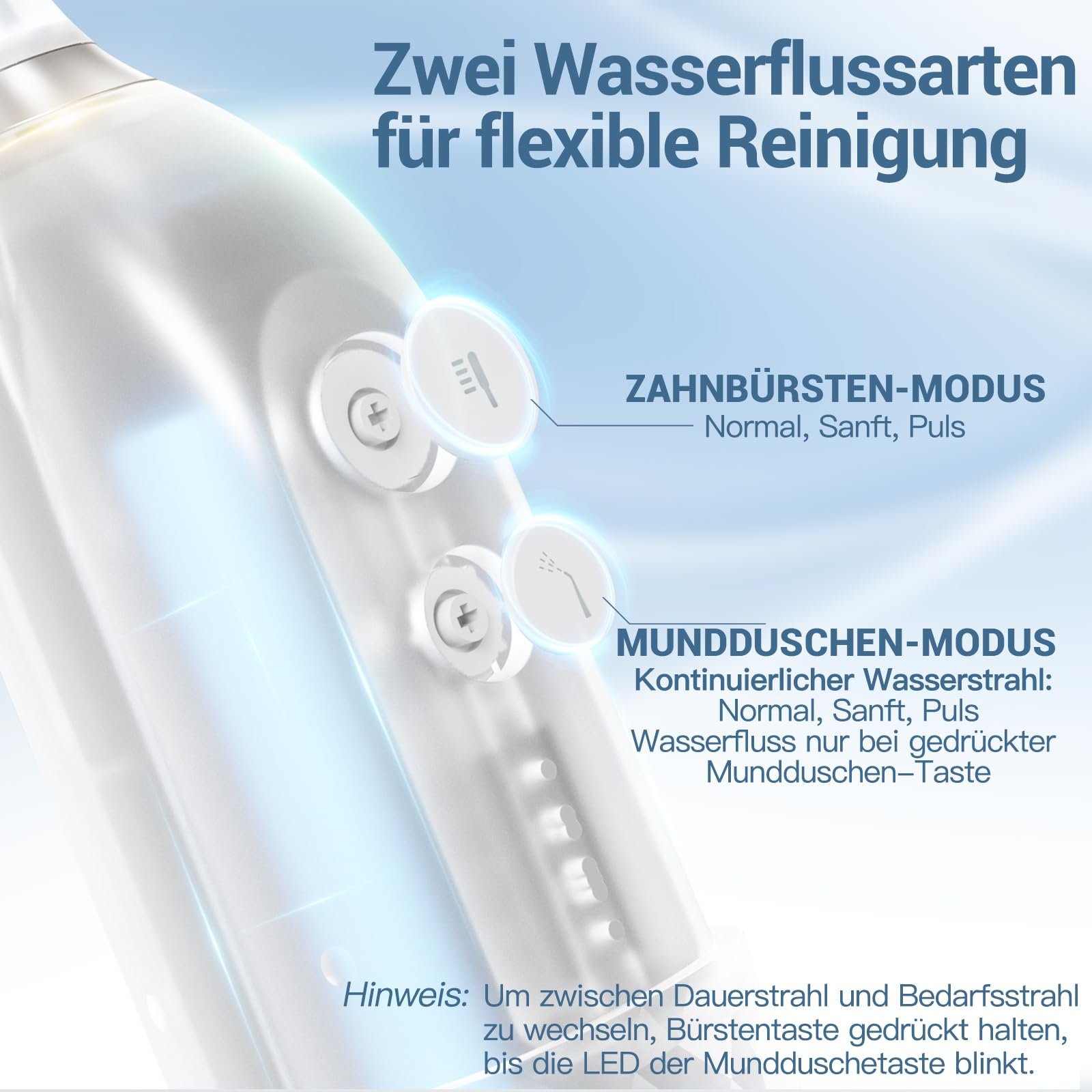 Електрична зубна щітка Marchpower Compact 2 в 1 з іригатором 3 x 4 режими IPX7 Wireless White, фото №6