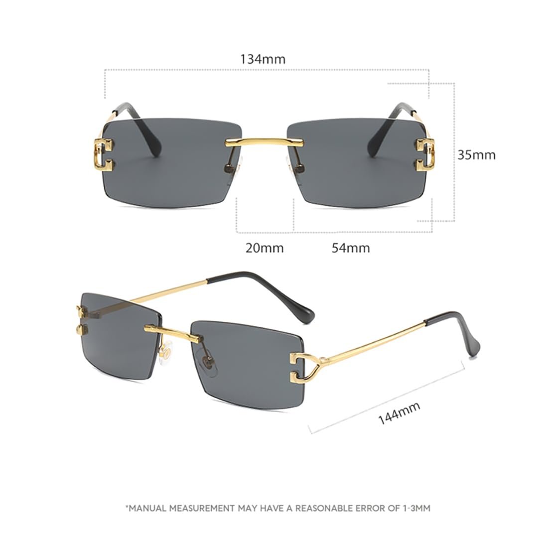Легкі сонцезахисні окуляри Kachawoo для вуличних селфі, модні безрамкові металеві для жінок та чоловіків, фото №5