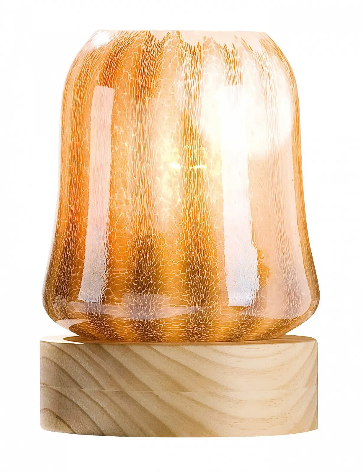 Настільна лампа Gilde Macchiato White / Coffee Brown на дерев'яній основі 26 см, фото №1