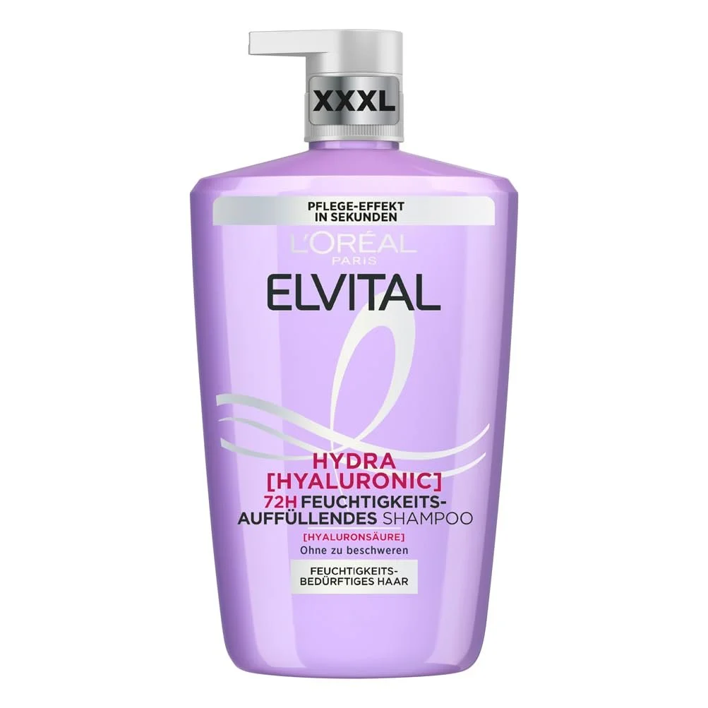 Шампунь L'Oréal Paris Elvital Hydra Hyaluronic Зволожуючий XXXL для блиску волосся, з гіалуроновою кислотою для зволоження та захисту, тривале зволоження та догляд, 1000 мл, фото №1