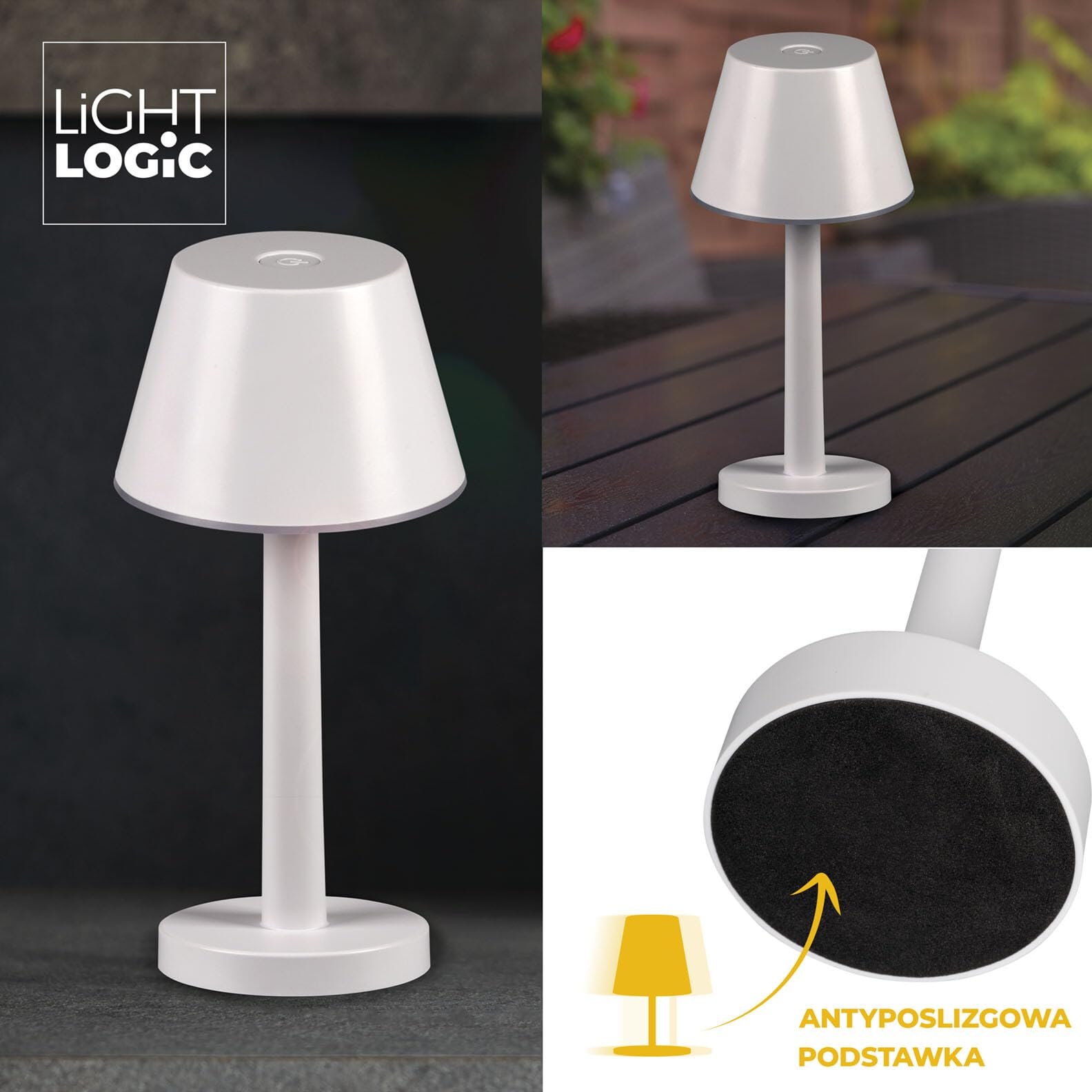 Настільна лампа LightLogic LL JERE DIM RGB W 66322 акумуляторна LED USB IP44 біла, фото №11