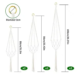 Набор подвесных корзин макраме 6 шт. 80/90/100 см Белый synthetic.ua - Фото 1
