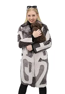 Пальто Hollert Shearling ED-03 Женское из овечьей кожи Merino Cuddly Soft Серо-белое - Фото 1