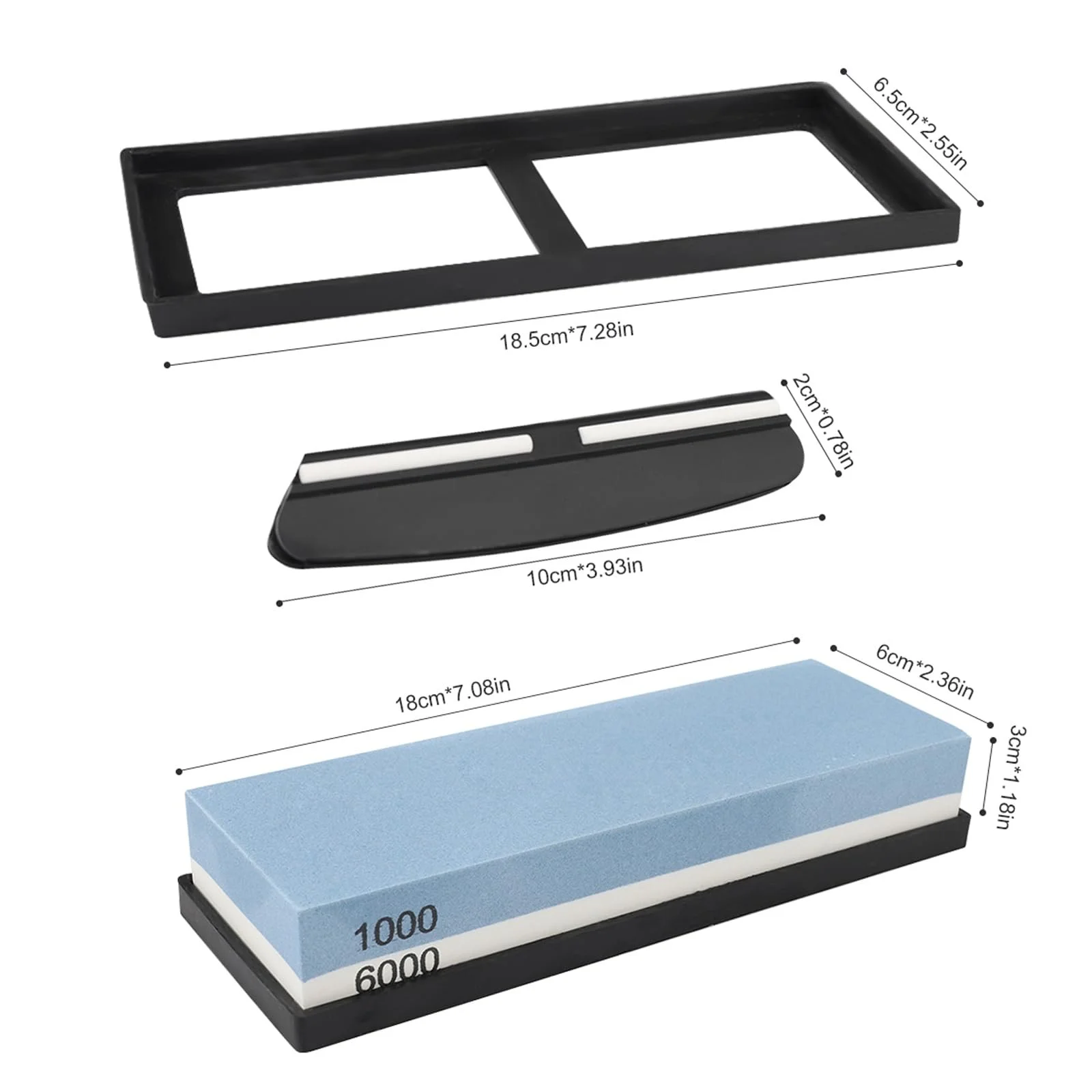 Набір точильних каменів 1000/6000 з направляючою для ножа та нековзкою силіконовою основою, фото №4