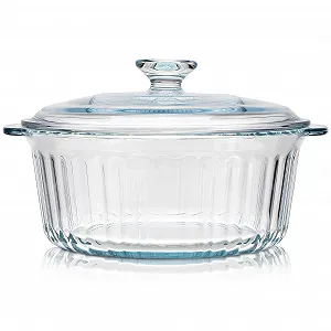 Кастрюля Toyvian круглая стеклянная с крышкой боросиликатное стекло для духовки жаропрочная - Фото 1