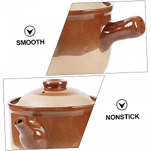 Керамический горшок Gatuida традиционный средний для варочных поверхностей с нековзными ручками для супа и риса synthetic.ua - Фото 1