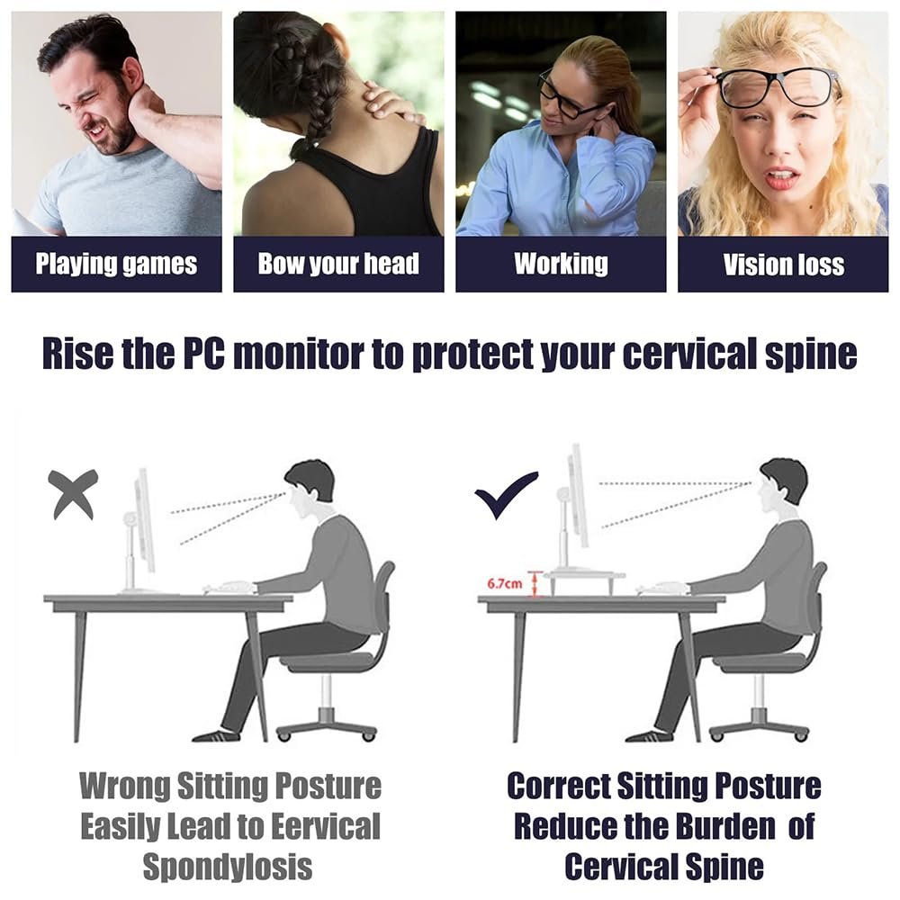 Деревянная Подставка для монитора 2 уровня для столов, Эргономичная Подставка-подъемник для компьютерного монитора с местом для хранения Ноутбука Компьютера iMac ПК Принтера (49 x 20 x 10 см), фото №4