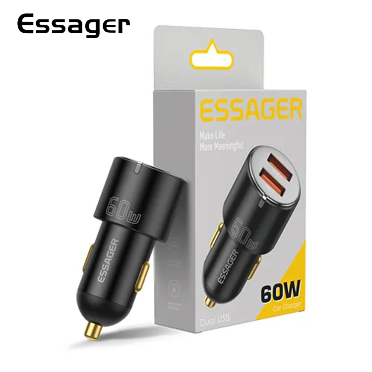 Автомобильный адаптер City Dual ESSAGER для зарядки на 2 USB 60W, фото №7