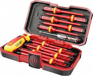 Набор отверток Kamenda VDE изолированные Cr-V высоковольтные 1000 В магнитные Phillips Slotted Torx 13 предметов - Фото 1