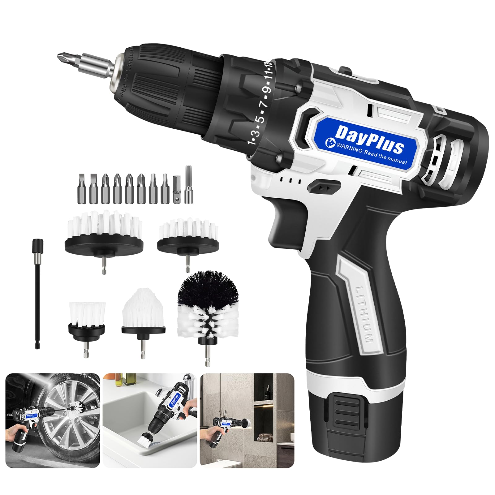 Дриль-шуруповерт акумуляторний з насадками щітками 2 в 1, акумуляторна викрутка, електрощітка з 2 акумуляторами 1500mAh, 2 швидкості 45Nm для самостійних робіт, фото №1 Дриль-шуруповерт акумуляторний з насадками щітками 2 в 1, акумуляторна викрутка, електрощітка з 2 акумуляторами 1500mAh, 2 швидкості 45Nm для самостійних робіт, фото №1