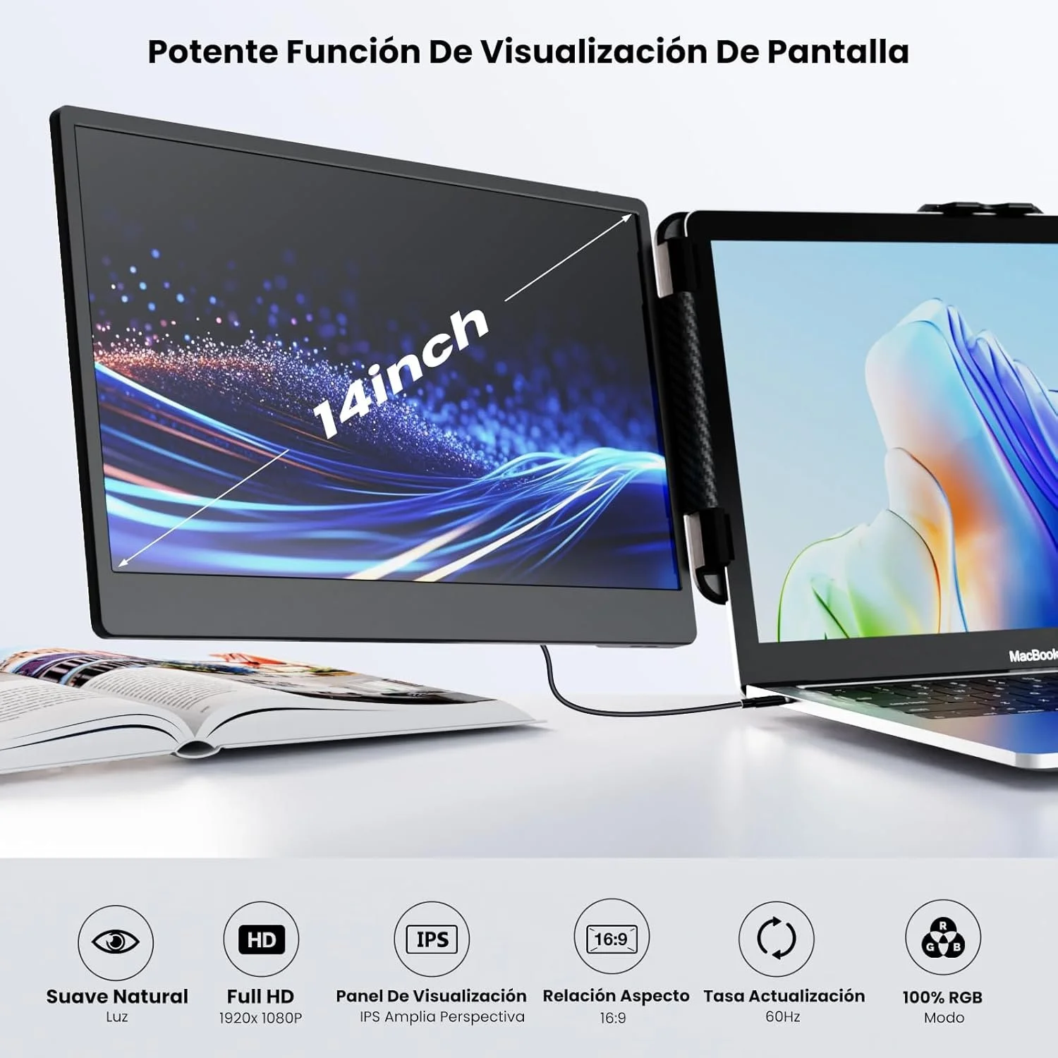 Монитор портативный 14" SMISEACOW S2 Full HD IPS 60 Гц, фото №2