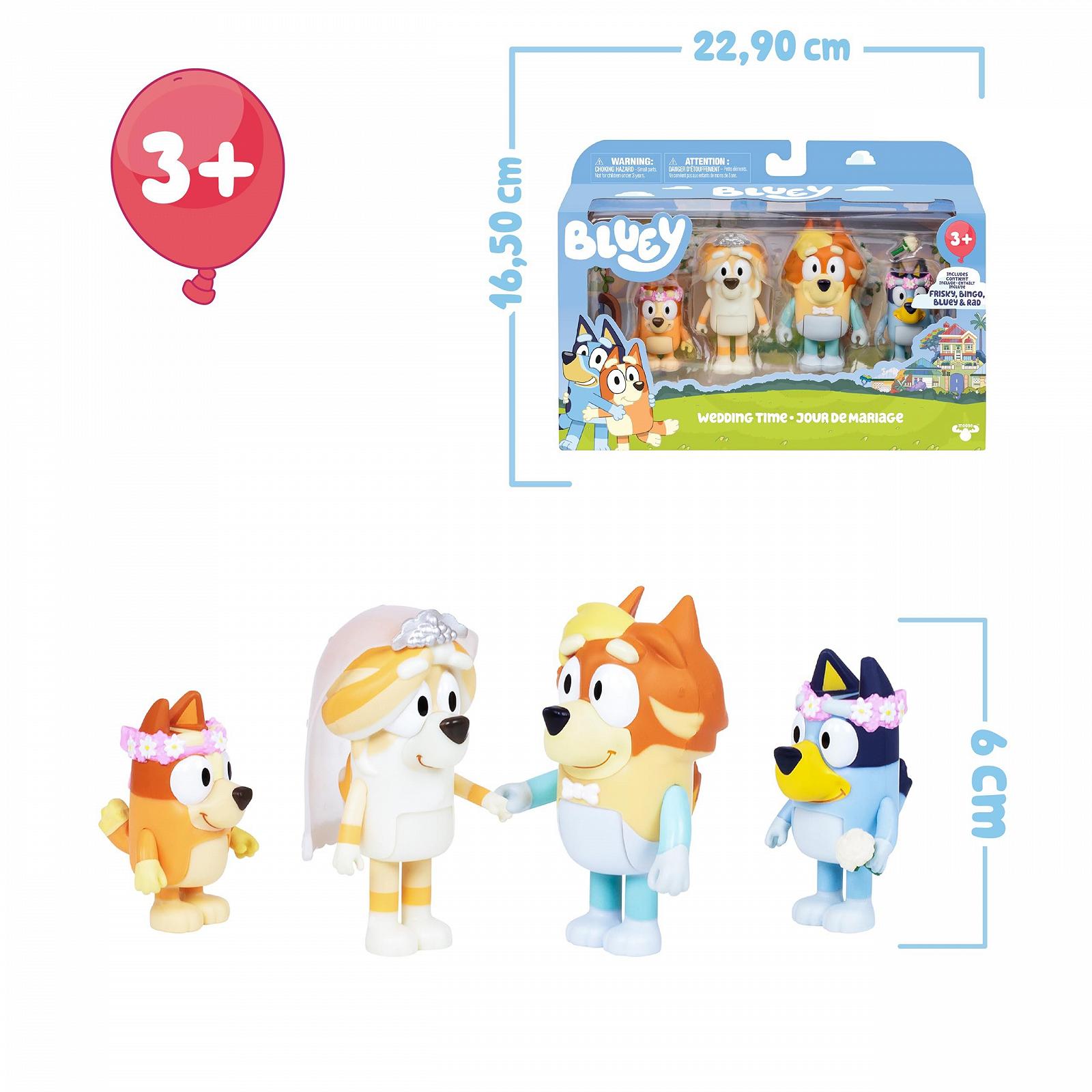 Фігурки Bluey, набір 4 шт., спеціальний набір, рухомі фігурки, друзі, готові до пригод, ляльки з дитячого серіалу, ексклюзивна іграшка, знамениті (BLYA0100), фото №2