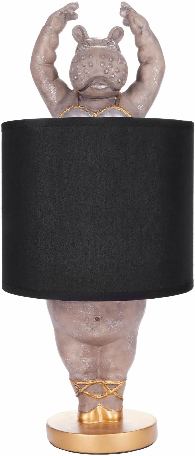 Настільна лампа BRUBAKER Hippo Ballerina 43 см Чорно-сіра Кераміка/Тканина, фото №5