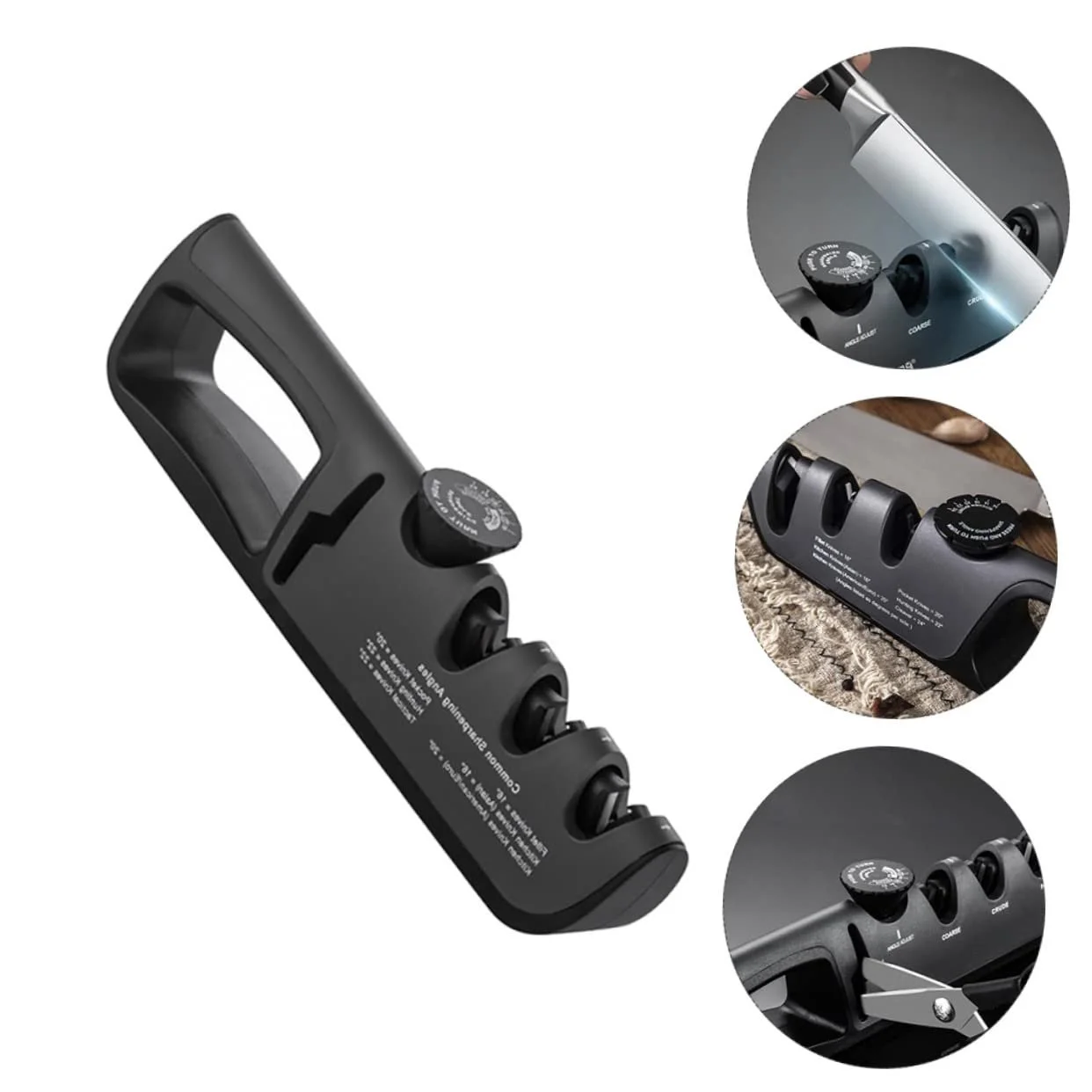 Ручне точило для ножів регульоване з нержавіючої сталі Чорний, фото №4