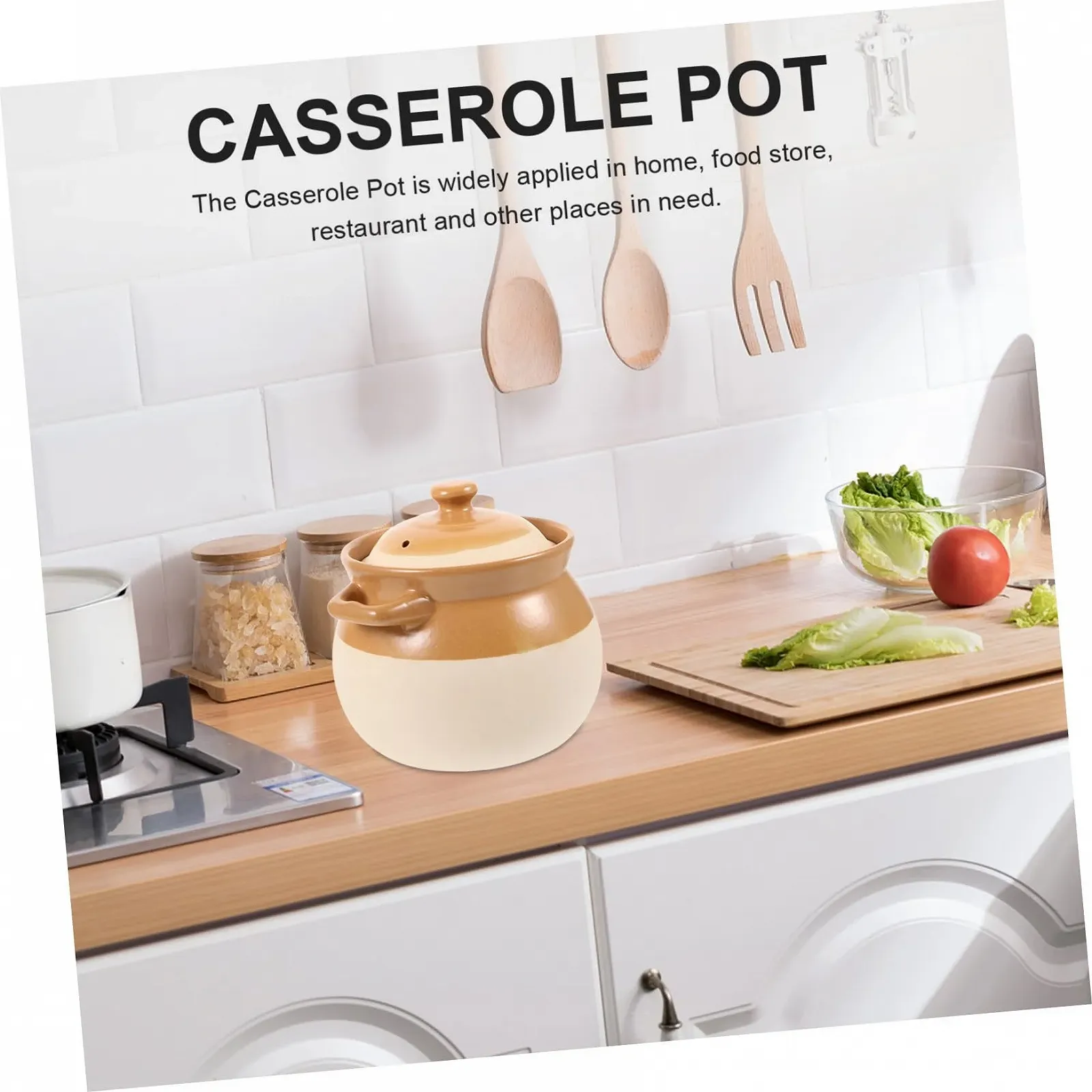 Кастрюля керамическая с крышкой термостойкая винтажная, фото №5