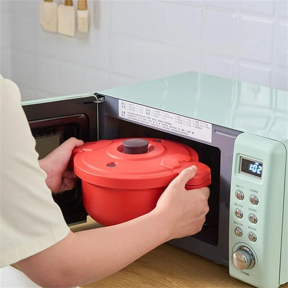 Скороварка для микроволновой печи 27,5 x 14 см ПП-силиконовая многофункциональная для риса овощей и макарон пароварка, фото №3