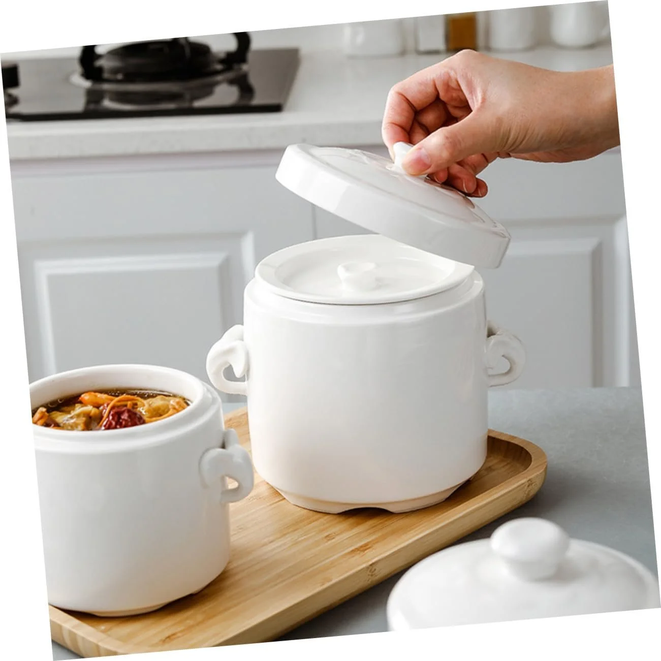 Каструля для тушкування VILLCASE керамічна з кришкою для супу, фото №8 Каструля для тушкування VILLCASE керамічна з кришкою для супу, фото №8