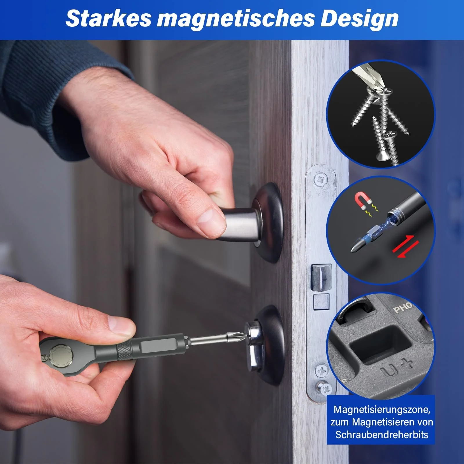 Набір магнітних викруток 42 в 1 з реверсивною T-подібною ручкою та бітами S2, фото №5