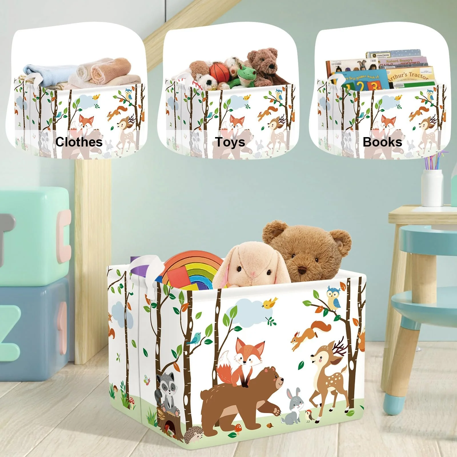 Корзина для игрушек HUUMONSS Детская Лесные звери Складная для мальчиков девочек Большая, фото №5 Корзина для игрушек HUUMONSS Детская Лесные звери Складная для мальчиков девочек Большая, фото №5