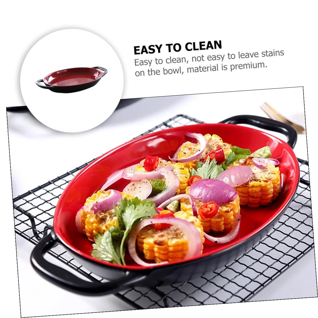 Форма для запікання Керамічна з ручками жаростійка гладка поверхня, фото №4