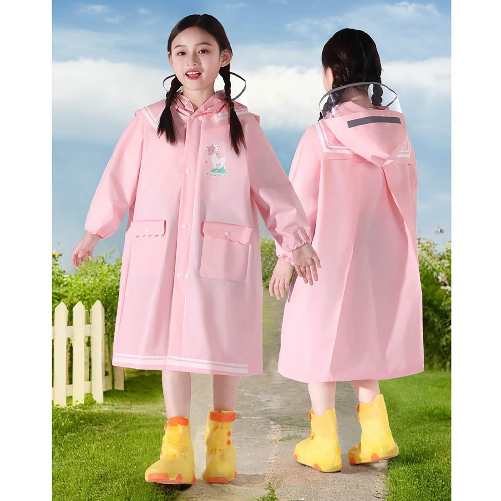 Дощовик Beokeuioe Довгий водонепроникний з капюшоном для дівчат, фото №8 Дощовик Beokeuioe Довгий водонепроникний з капюшоном для дівчат, фото №8