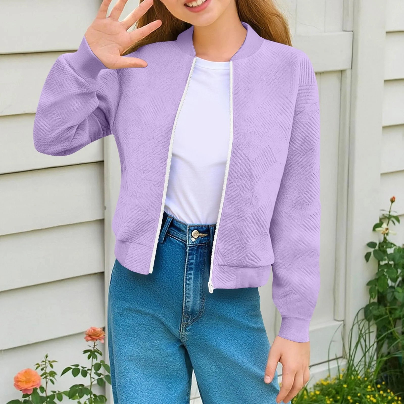 Куртка для девочек и мальчиков Generisch, детская, короткая куртка, унисекс, повседневная зимняя куртка, легкая переходная куртка, куртка на молнии, куртка для походов, куртка с длинными рукавами, верхняя одежда, однотонная модная хлопковая куртка, фото №2