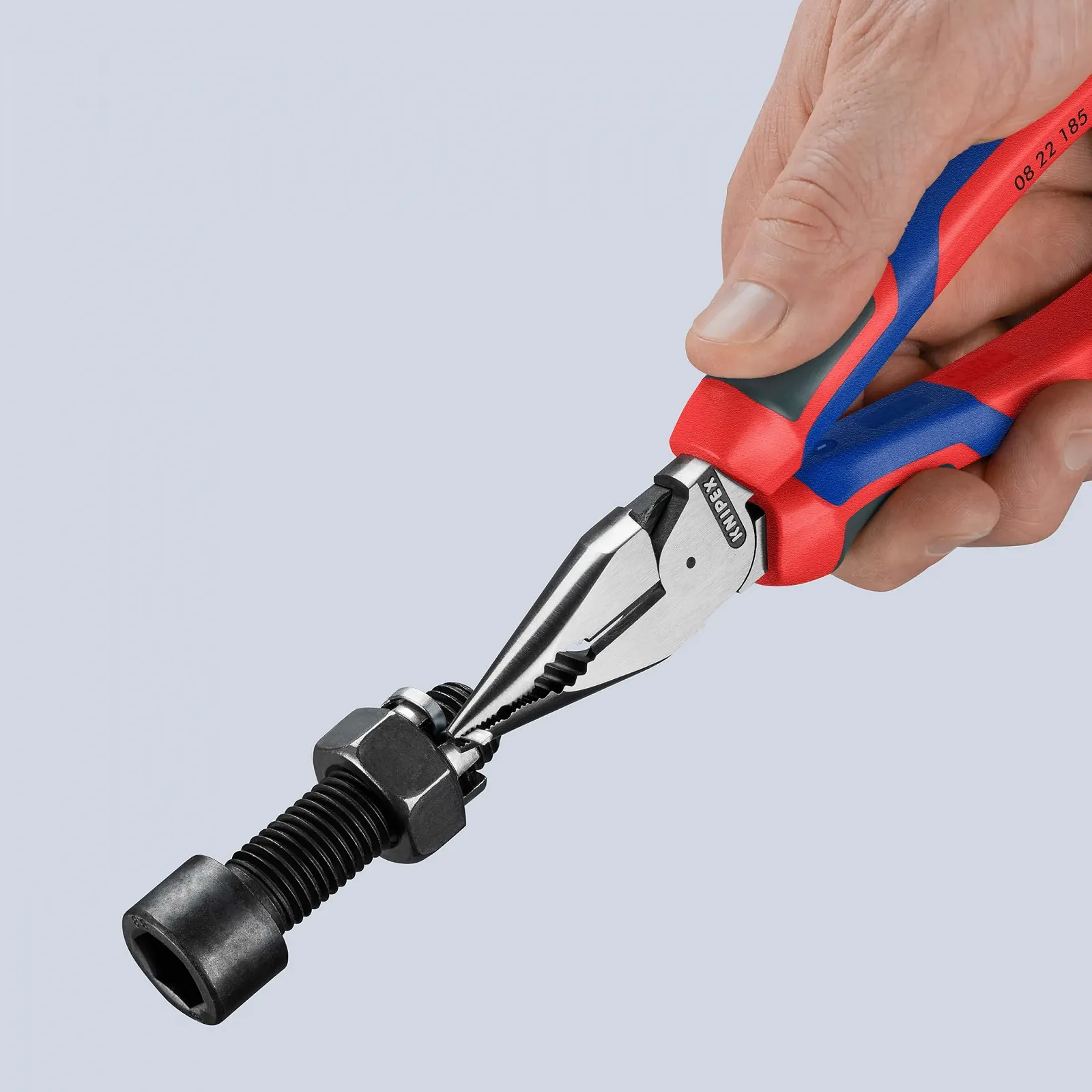 Комбинированные плоскогубцы KNIPEX 08 22 185 с удобными ручками, черные, атласные, 185 мм, фото №3