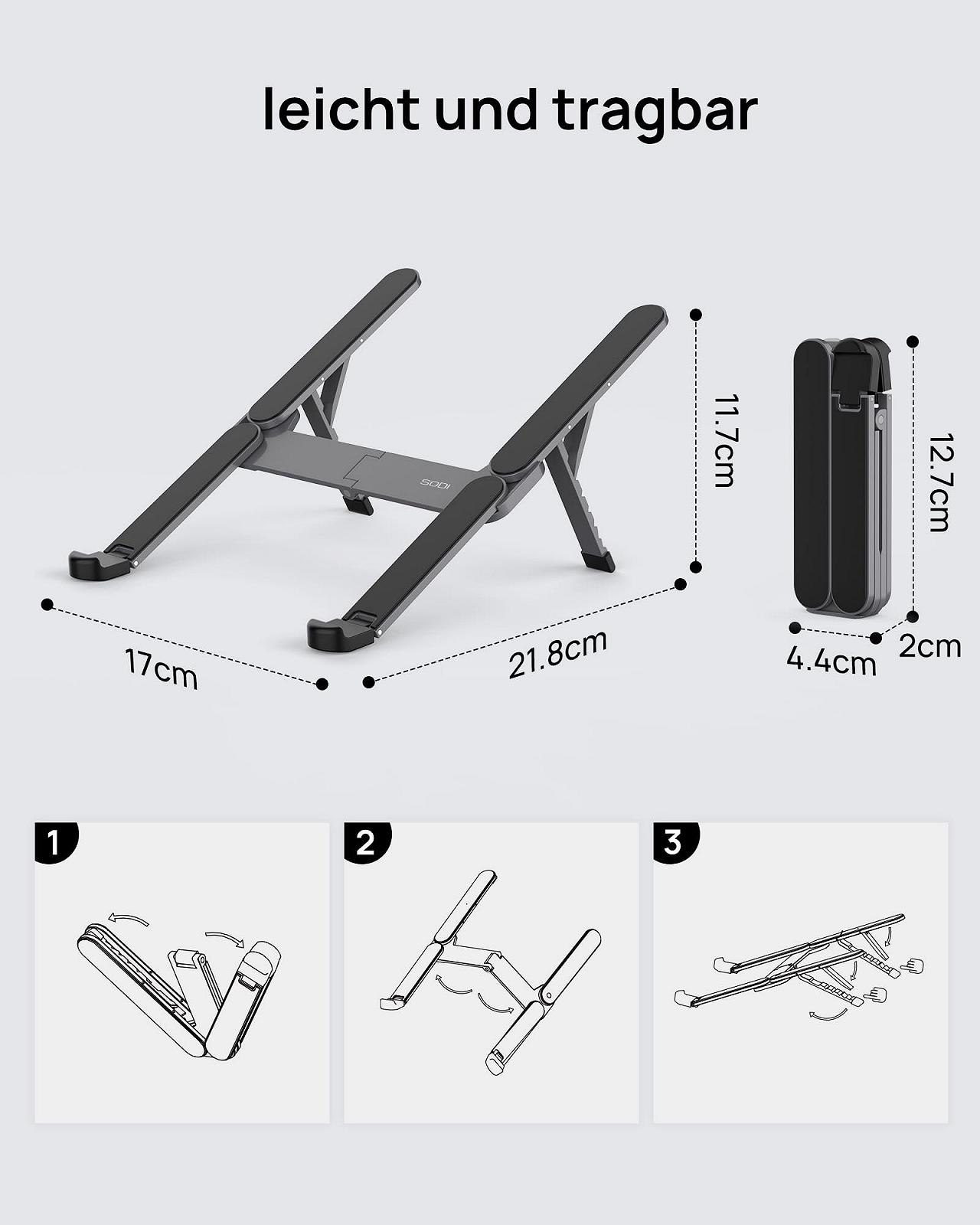 Підставка для ноутбука SODI, складана алюмінієва, регульована по висоті, вентильована охолоджуюча, фото №9 Підставка для ноутбука SODI, складана алюмінієва, регульована по висоті, вентильована охолоджуюча, фото №9
