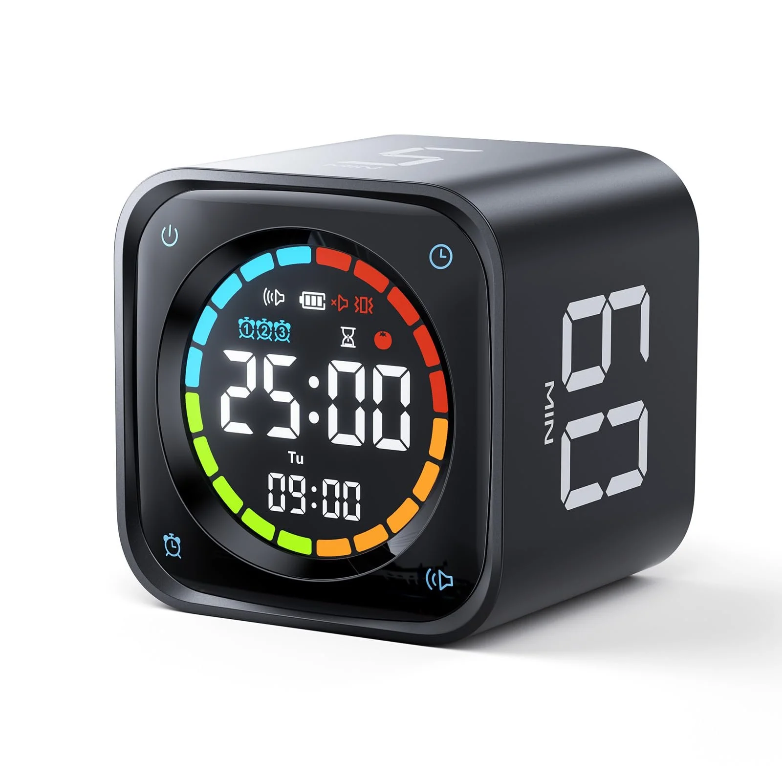 Таймер Pomodoro TK3 Cube 5/10/30/60 минут USB-C Черный, фото №1 Таймер Pomodoro TK3 Cube 5/10/30/60 минут USB-C Черный, фото №1