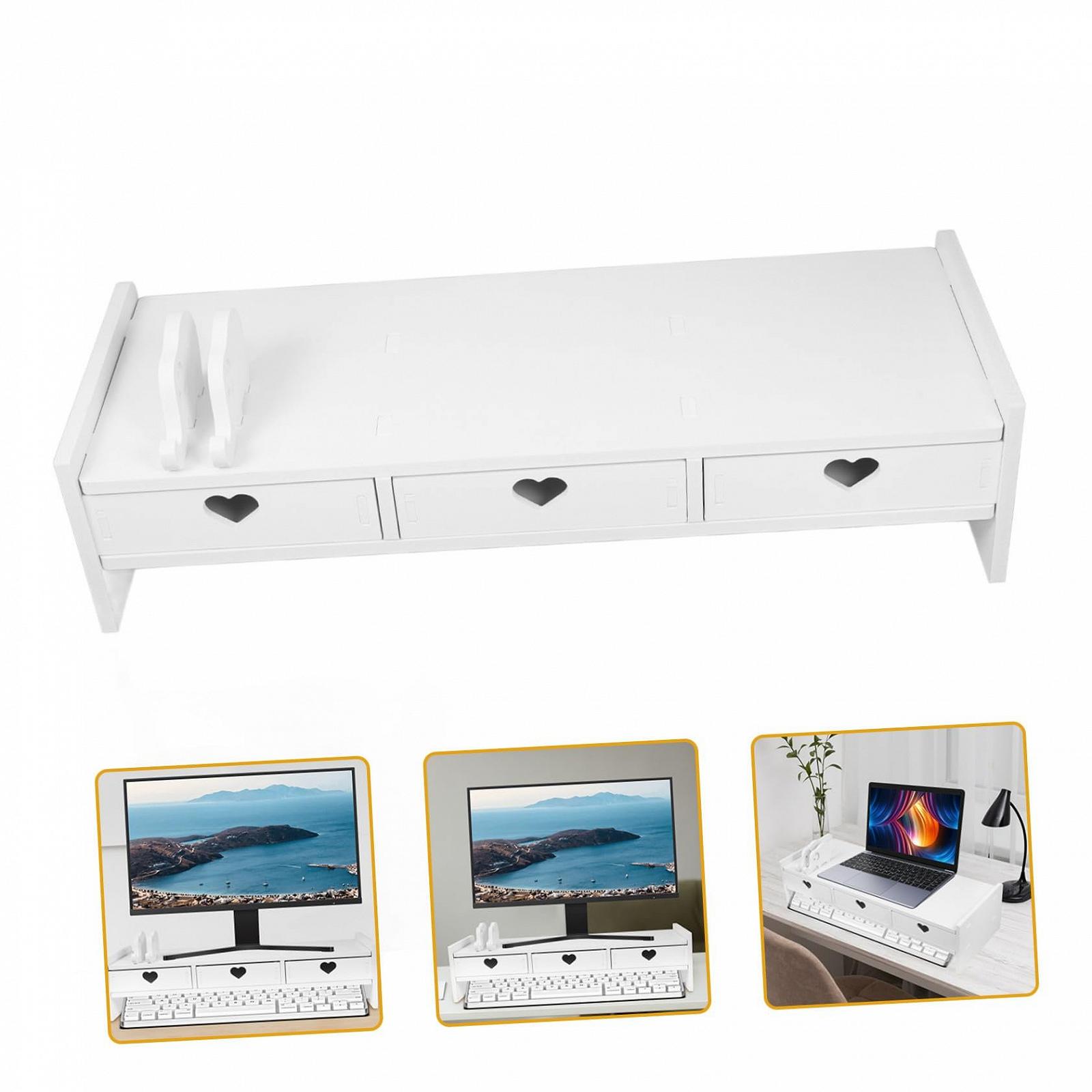 Подставка для клавиатуры Простой органайзер для офисного стола Подставка-подъемник для ноутбука Полка для компьютера с ящиками Органайзер для компьютерного стола ПВХ Белый, фото №7