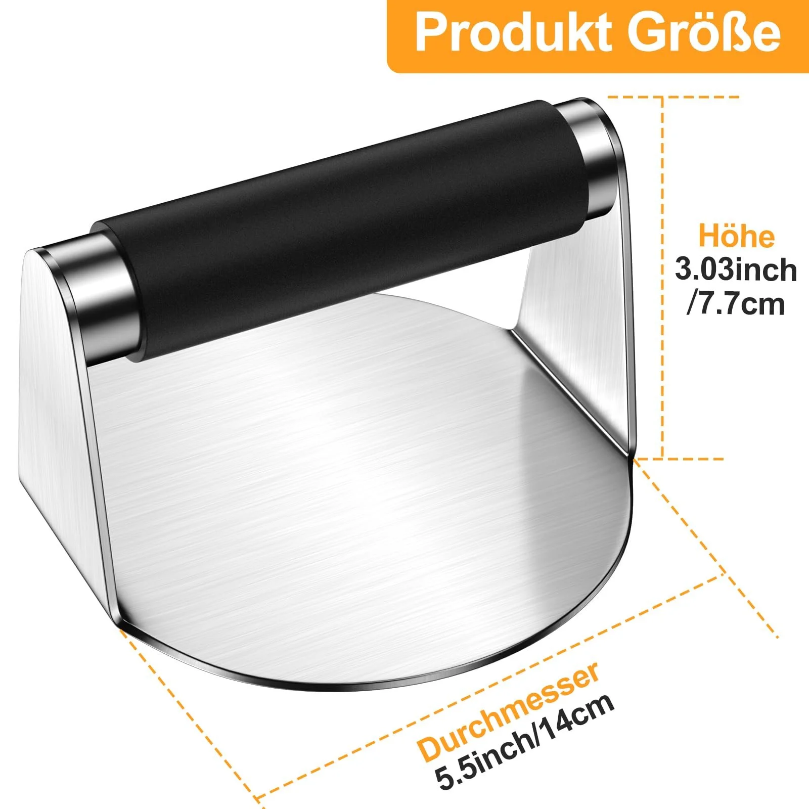 Пресс для бургеров 5.5 Inch Professional Round Stainless Steel Smash Burger Press Silicone Handle, фото №4 Пресс для бургеров 5.5 Inch Professional Round Stainless Steel Smash Burger Press Silicone Handle, фото №4