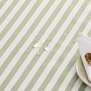 Скатертина GAMUSI Stripe Прямокутна бавовняна водонепроникна Light Green 140 x 200 см synthetic.ua - Фото 1
