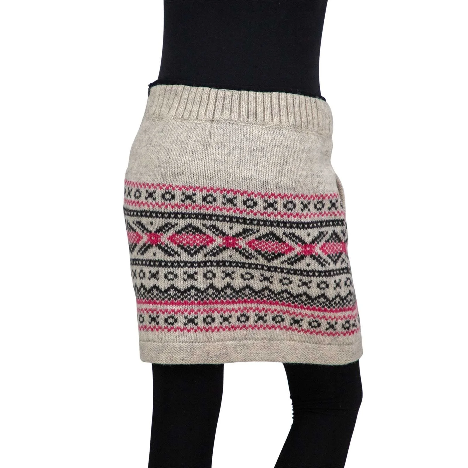 В'язана Спідниця з візерунками в скандинавському стилі, коротка, на вовняній підкладці, бохо, різнобарвна, фото №4