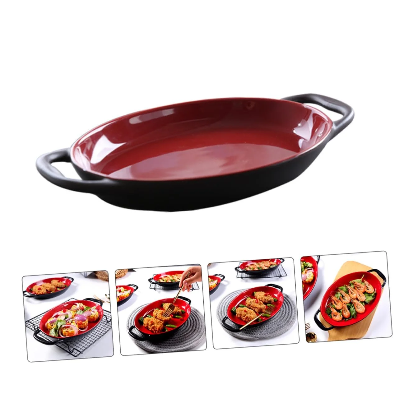 Керамическая форма для выпечки Прямоугольная с двойной ручкой Термостойкая Цветная, фото №5 Керамическая форма для выпечки Прямоугольная с двойной ручкой Термостойкая Цветная, фото №5