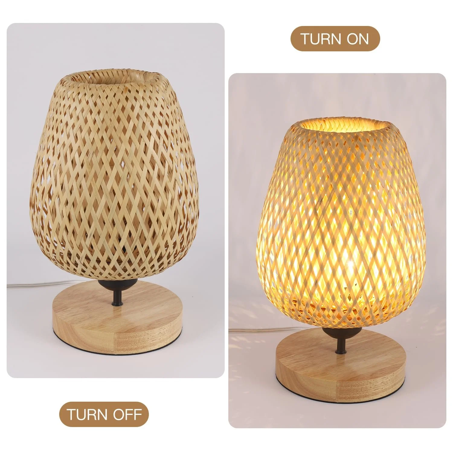 Настільна лампа LED Comely Modern Rattan Bamboo Wood E27 60 Вт Wood, фото №5