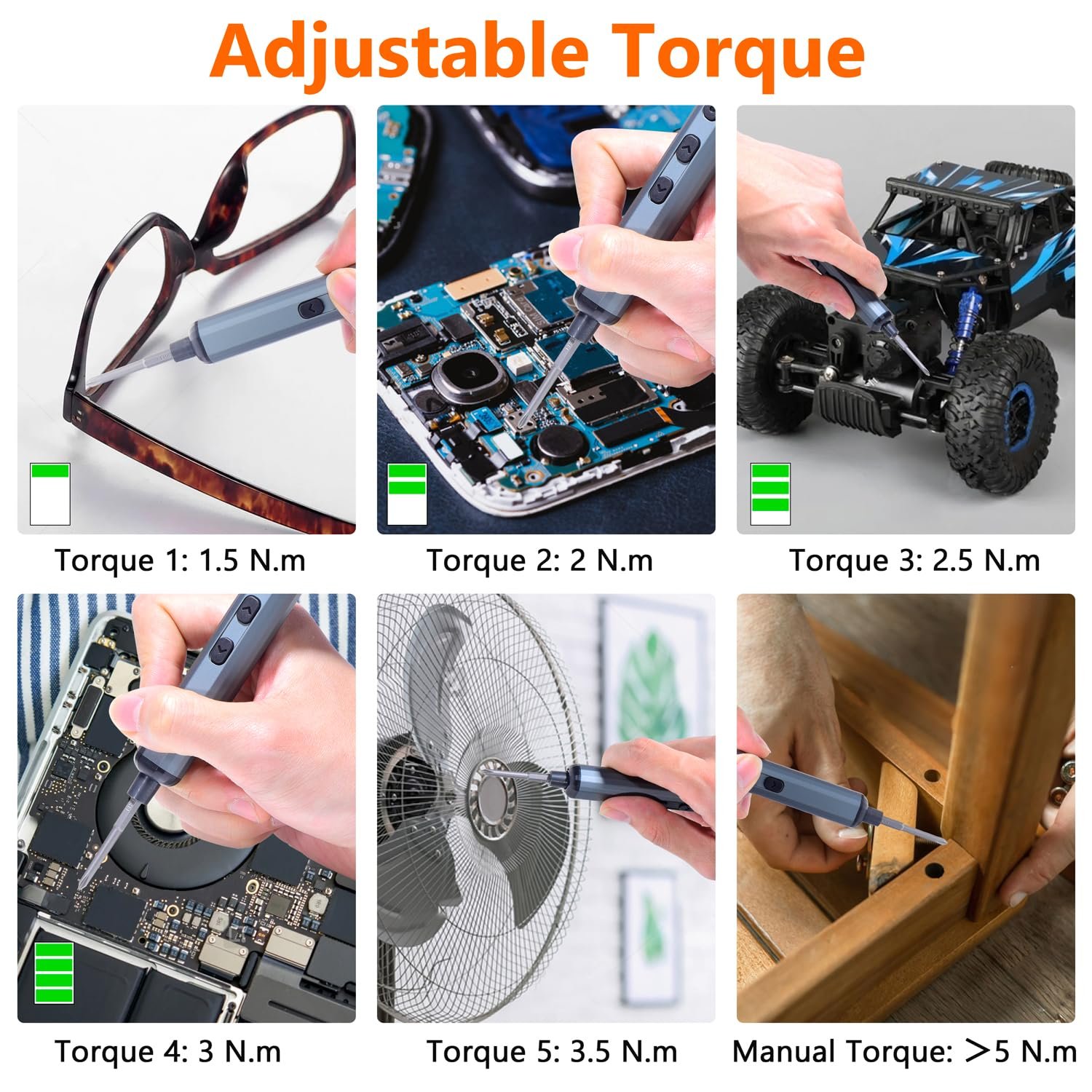 Набір електричних викруток Umelee Mini 68 в 1 з 64 бітами та 4 аксесуарами, 5 швидкостей, 4 світлодіоди, фото №3