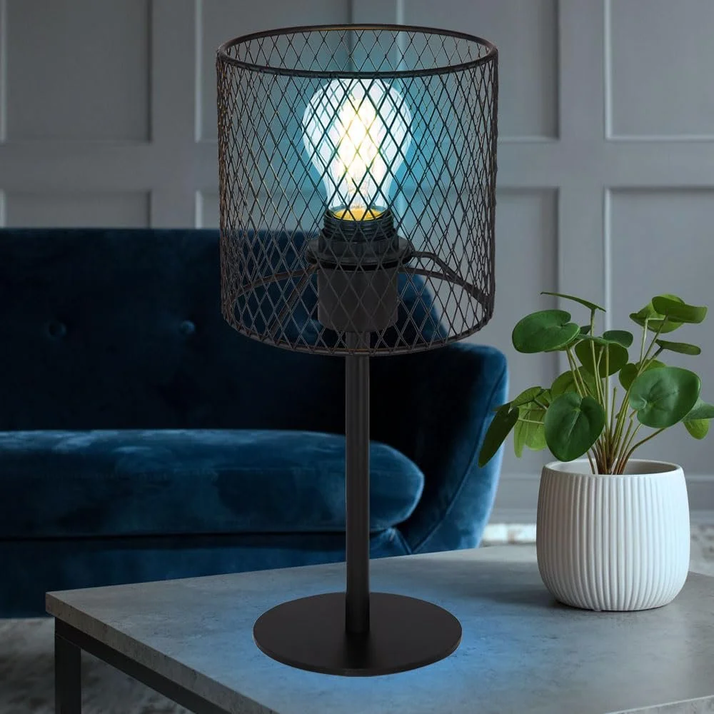 Настольная лампа Globo металлическая сетка RGB диммируемая с пультом ДУ 8.5 Вт 806 лм теплый белый 35 см Черная, фото №3