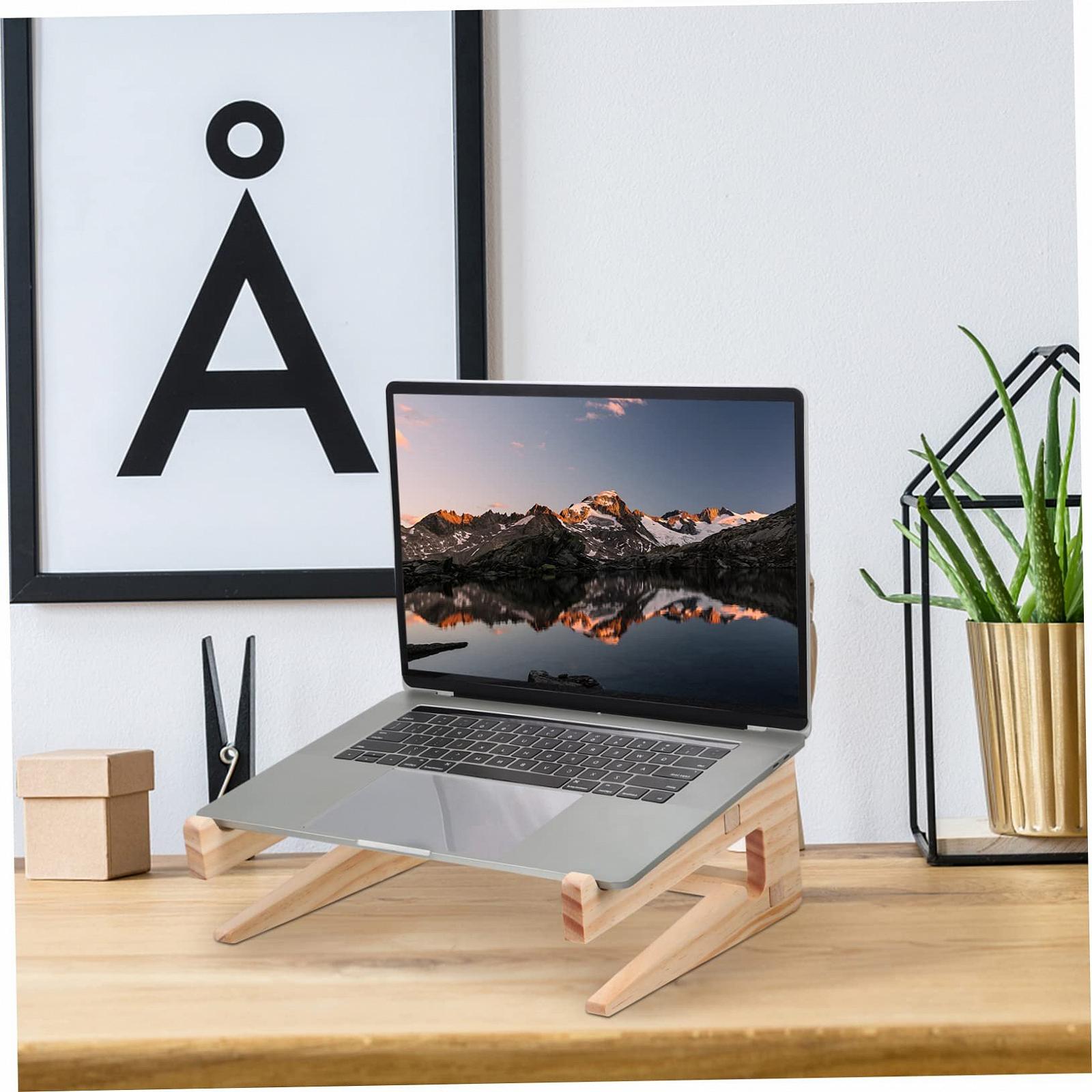 Деревянная Подставка для Ноутбука Регулируемая Подставка для Стола Кровати с Полкой для Хранения с Рассеиванием Тепла Легкая Сборка Универсальное Использование, фото №7