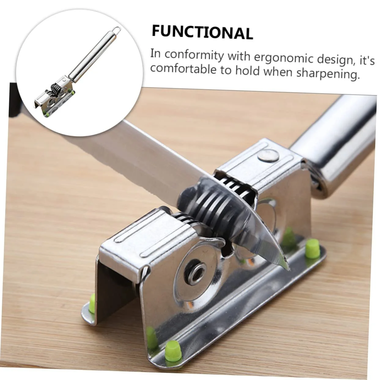 Точилка для ножей универсальная нержавеющая сталь эргономичная серебристая, фото №8