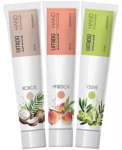 Набір Лосьйонів для рук UMIDO 3 шт 45 мл Кокос Персик Олива - Фото 1