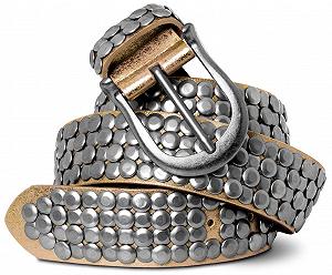 Ремень Caspar GU272L Женский Винтажный Кожаный с Заклепками - Фото 1