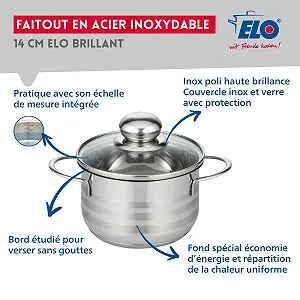 Кастрюля ELO Brillant 14 см, 1.1 литр, Серый synthetic.ua - Фото 1