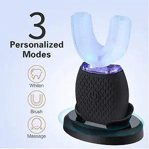 Электрическая ультразвуковая зубная щетка 360° Automatic Ultrasonic Teeth Whitening Brush с таймером Черная synthetic.ua - Фото 1