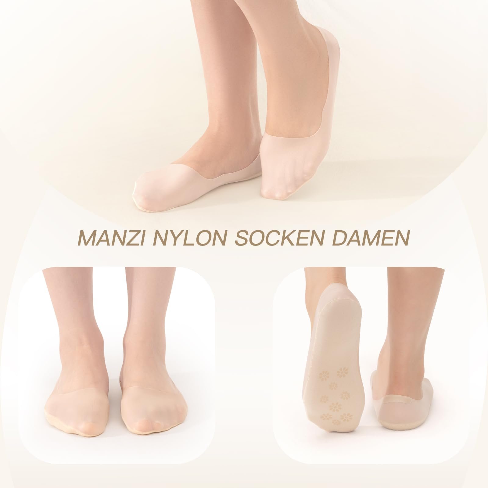 Носки MANZI След Женские Нейлоновые Носки с Нескользящим Силиконом Летние Невидимые Носки-след Балетки 34-37 38-41, фото №4